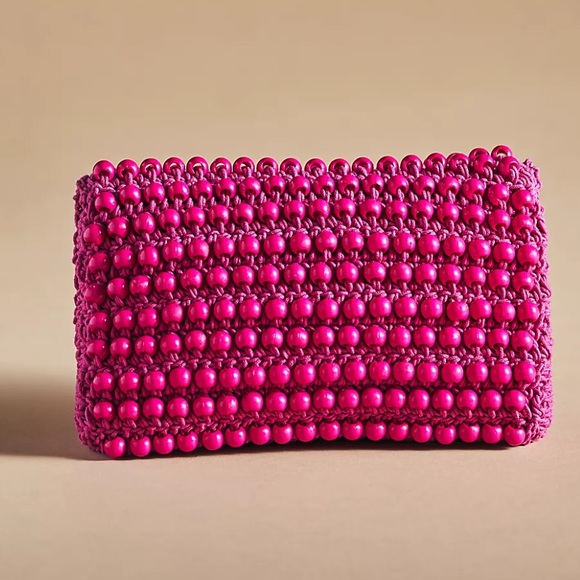 Anthropologie Beaded Crochet Clutch in Pink - Picture 2 of 5